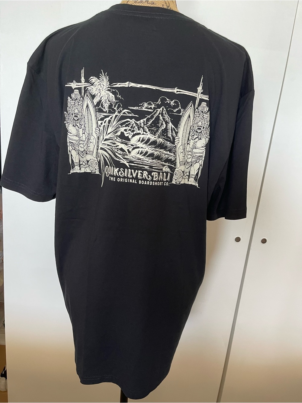 Quiksilver Black Tee with White Bali Graphic - Men's Short Sleeve